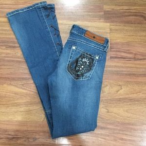 Boot Cut Jeans with faux Leather Detail